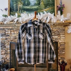 Nwot/Cotton Nevyblue White Button Down Plaid Shirt